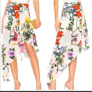 Alice + Olivia Joann silk asymmetric floral skirt